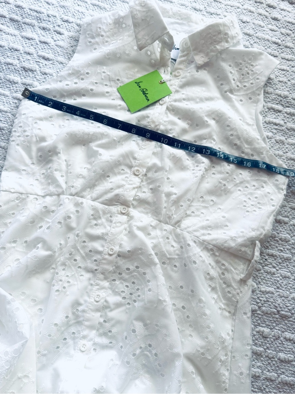 NWT Sam Edelman White Eyelet Collared Sleeveless Button Down Midi-Maxi Dress - Picture 7 of 8